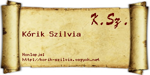 Kórik Szilvia névjegykártya
