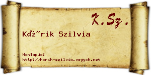 Kórik Szilvia névjegykártya